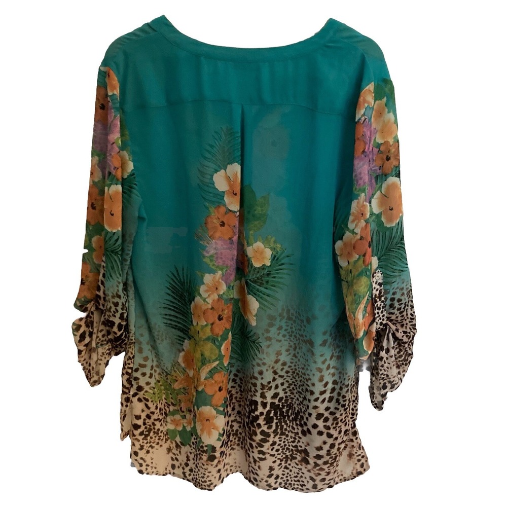 Soft Surroundings Sheer Floral Tunic Top Womens XL Beach Bathing Suit Cover Up - Picture 5 of 13